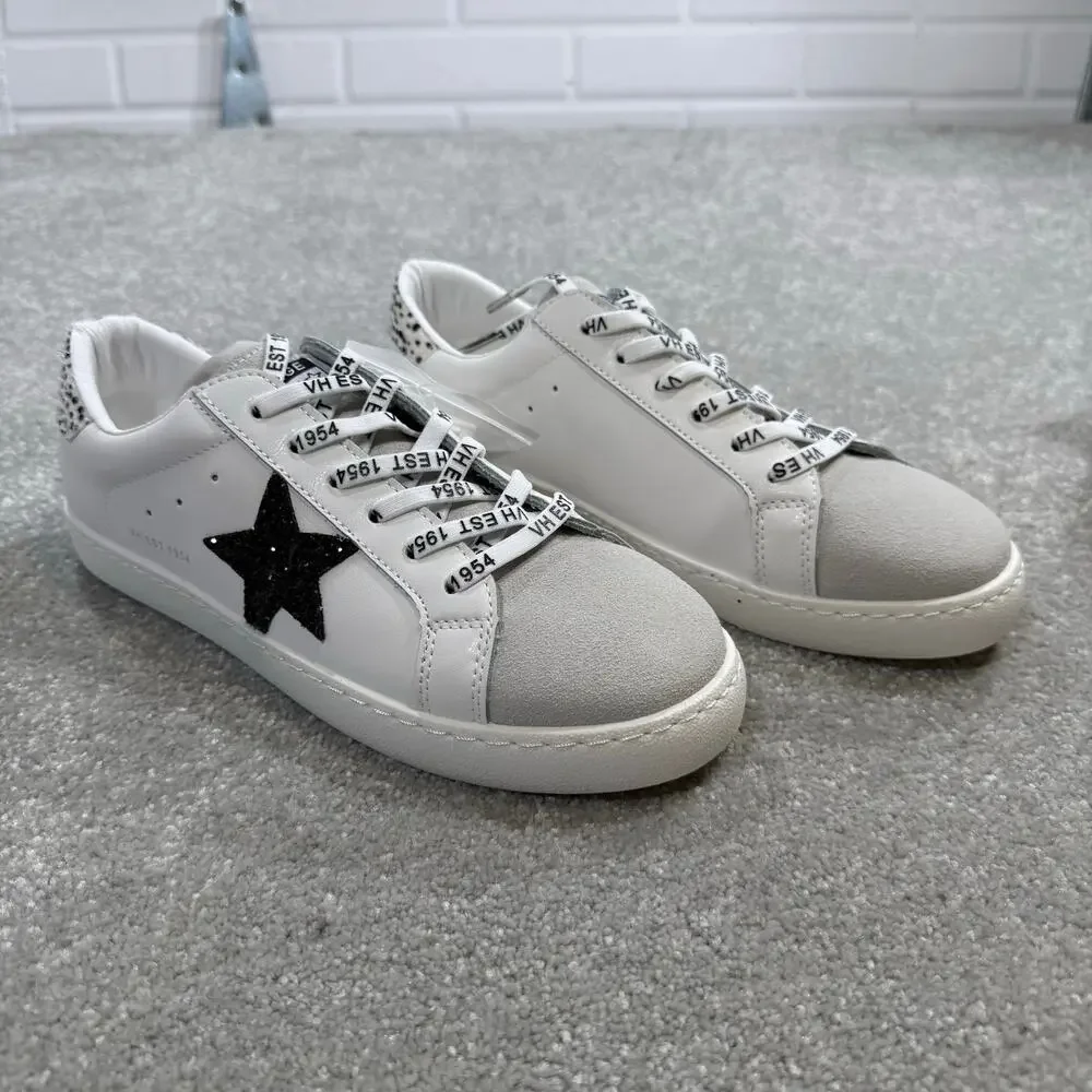 Vintage Havana NIB Bianca Sneaker White Blush Cheetah Black Glitter Star‎ Sz 8.5